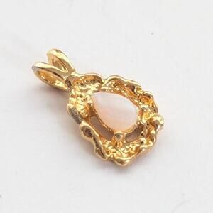 Vintage Estate Gold Tone Abstract Dainty Delicate Faux Opal Charm Pendant